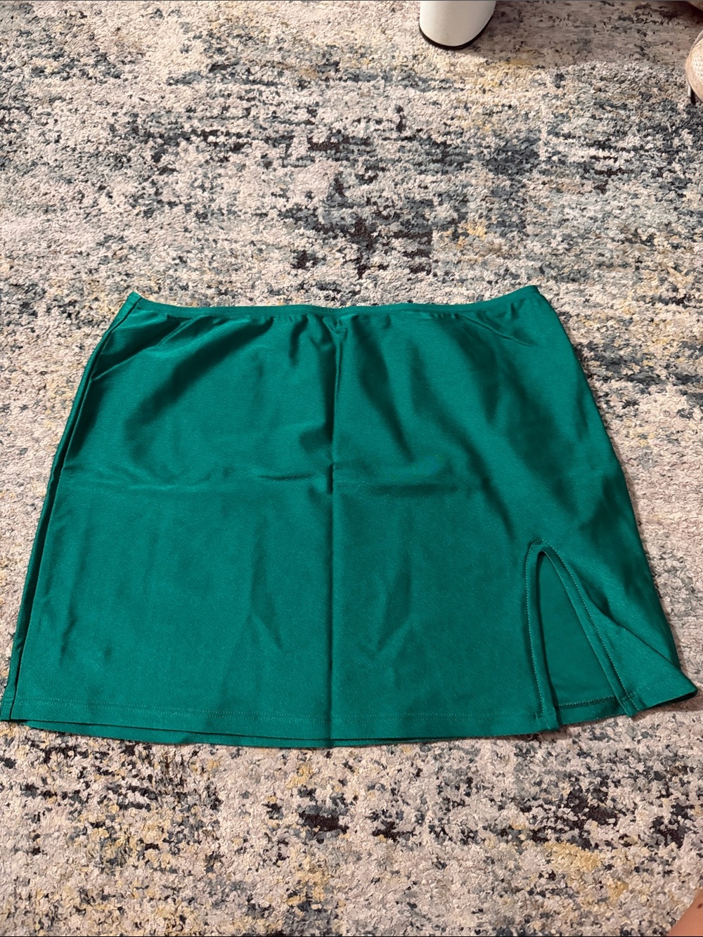 Emerald Green Mini Skirt with Side Slit